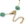 Glass Flower Link Chain Necklaces NJEW-H041-04G-02-3