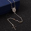 Crucifix Cross 304 Stainless Steel Rosary Bead Necklaces NJEW-O096-30-2