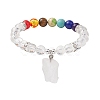 Raw Rough Natural Quartz Crystal Charm Bracelets BJEW-JB10298-03-1