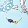 Natural Amethyst Faceted Oval Link Bracelets BJEW-JB10263-02-2