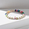 Heart Pattern & Heishi Beads Stretch Bracelets for Women BJEW-JB07191-2