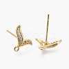 Brass Micro Pave Clear Cubic Zirconia Stud Earring Findings ZIRC-L098-038G-2