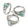 Oval Natural Amazonite Adjustable Rings RJEW-Q818-01P-01B-1