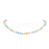 Dyed Natural Selenite Round Beaded Necklace with 304 Stainless Steel Clasps NJEW-JN04409-3