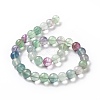 Natural Rainbow Fluorite Round Bead Strands G-P070-31-12mm-4