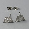 304 Stainless Steel Textured Geometry Stud Earring Findings with Hole STAS-WH0027-54N-1