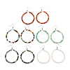 Natural Agate Beads Big Ring Dangle Earrings for Girl Women EJEW-JE04652-1