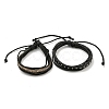 Braided PU Leather & Waxed Cords Multi-strand Bracelets BJEW-P329-09-1