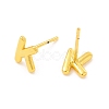Brass Hollow Out Initial Letter Stud Earrings for Women EJEW-A044-01G-K-2