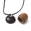 Acorn Shape Ebony Wood Locket Pendant Necklace with Wax Cords NJEW-JN04485-5