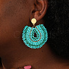 Bohemian Style Fan Glass Seed Beaded Dangle Stud Earrings for Women LS3119-3-3