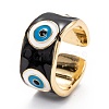 Brass Enamel Cuff Rings RJEW-I077-15G-2