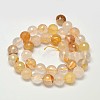 Faceted Natural Yellow Hematoid Quartz Round Beads Strands G-F266-10-8mm-2