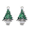 Alloy Christmas Tree Enamel Pendants For Christmas Day X-ENAM-R041-14-2