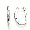 Brass Micro Pave Clear Cubic Zirconia Huggie Hoop Earring EJEW-T046-15P-NF-2