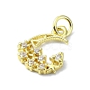 Moon Theme Brass Micro Pave Clear Cubic Zirconia Charms KK-H475-57G-01-2