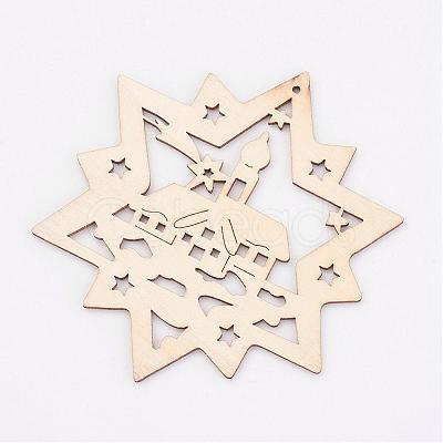 Undyed Wooden Pendants WOOD-K005-20-1