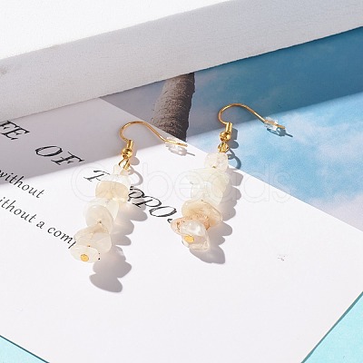 Natural White Moonstone Chip Beaded Dangle Earrings EJEW-JE04788-06-1