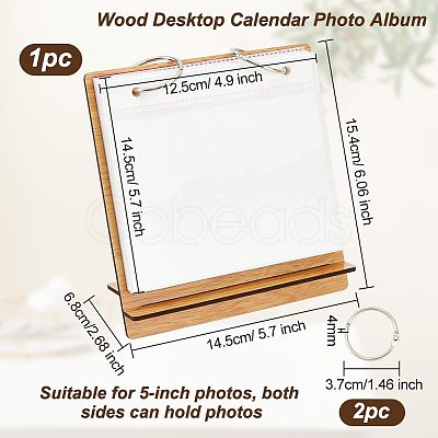 Wood Desktop Calendar Photo Album AJEW-WH0258-765C-1