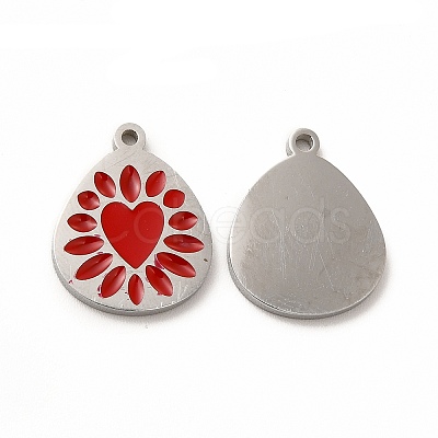 304 Stainless Steel Enamel Pendants STAS-F291-04P-1