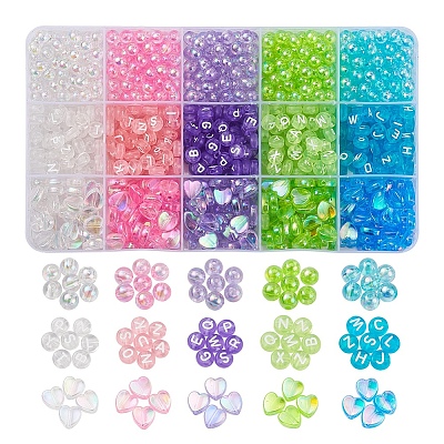 800Pcs 3 Style 5 Colors Transparent Acrylic Beads TACR-YW0001-45-1