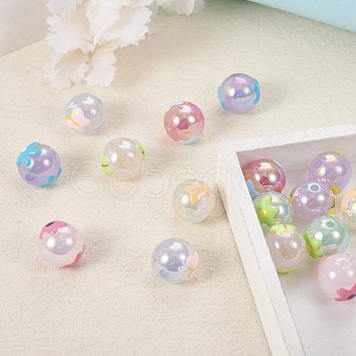 16Pcs 8 Styles UV Plating Rainbow Iridescent Acrylic Beads PACR-TA0001-07-1