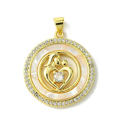 Mother's Day Real 18K Gold Plated Brass Micro Pave Clear Cubic Zirconia Pendants KK-H472-13G-06-1