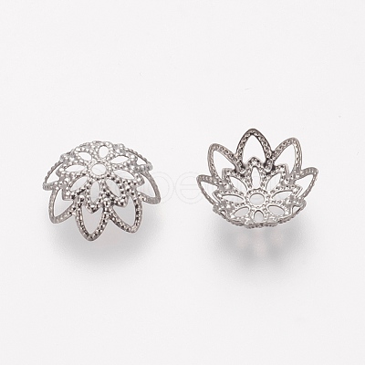 Tarnish Resistant Multi-Petal 304 Stainless Steel Flower Bead Caps STAS-L205-08P-1