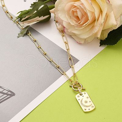 Brass Micro Pave Clear Cubic Zirconia Pendant Necklaces NJEW-JN03103-02-1