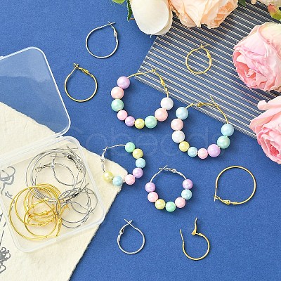 24Pcs 8 Styles Iron Huggie Hoop Earring Findings IFIN-YW0003-61-1