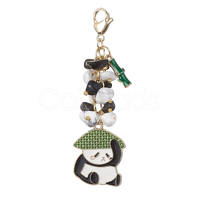 Panda Alloy Enamel Pendant Decorations HJEW-JM01275-1