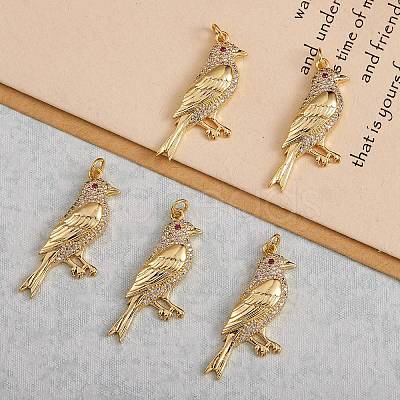 5Pcs Eco-Friendly Brass Micro Pave Cubic Zirconia Pendant ZIRC-SZ0001-95-1