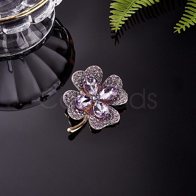 Cubic Zirconia Clover Brooch Pin JBR105D-1