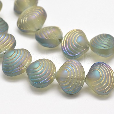 Frosted Electroplate Glass Shell Beads Strands X-EGLA-M002-B04-1