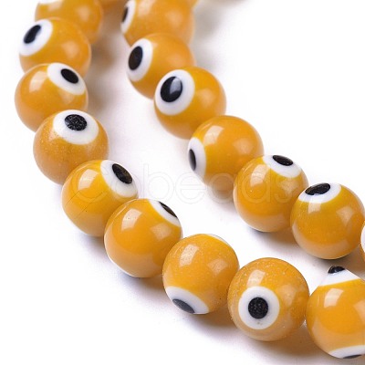 Handmade Evil Eye Lampwork Round Bead Strands LAMP-L055-10mm-01-1