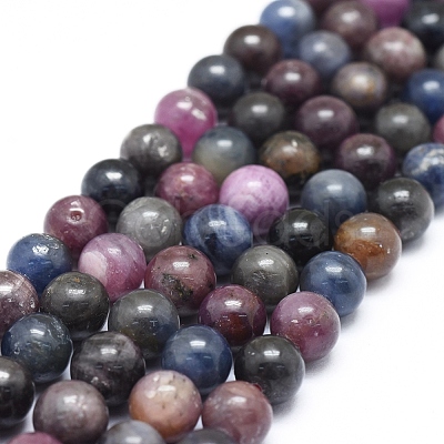 Natural Africa Red Corundum/Ruby and Sapphire Beads Strands G-D0010-01A-8mm-1