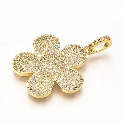 Brass Micro Pave Cubic Zirconia Pendants X-ZIRC-T004-17G-1