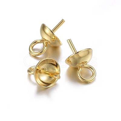 201 Stainless Steel Cup Pearl Peg Bails Pin Pendants STAS-O107-16G-1