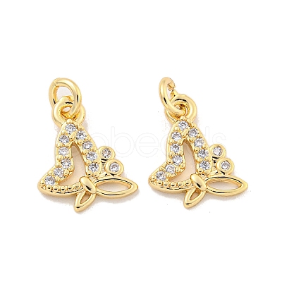 Brass Micro Pave Clear Cubic Zirconia Charms KK-Z044-15B-1