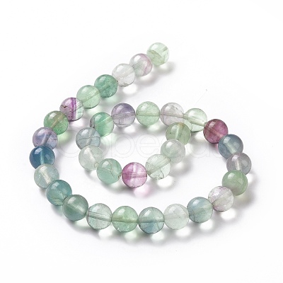 Natural Rainbow Fluorite Round Bead Strands G-P070-31-12mm-1