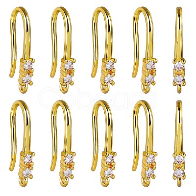 10 Pair Brass Micro Pave Clear Cubic Zirconia Earring Hooks ZIRC-SZ0004-99-1