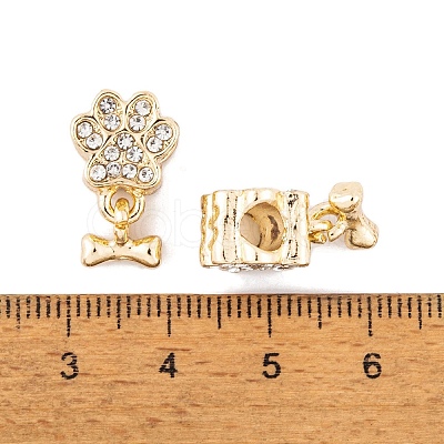 Rack Plating Alloy Rhinestone European Dangle Charms FIND-C055-19G-01-1