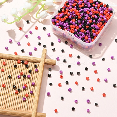 55.5G 3 Style Baking Paint Glass Round Seed Beads SEED-YW0002-28-1