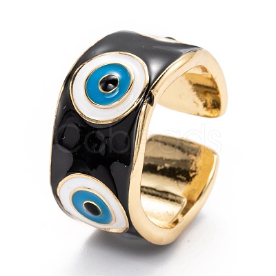 Brass Enamel Cuff Rings RJEW-I077-15G-1