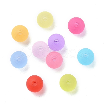 6mm Mixed Transparent Round Frosted Acrylic Ball Bead X-FACR-R021-6mm-M-1