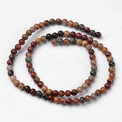 Natural Polychrome Jasper/Picasso Stone/Picasso Jasper Beads Strands G-D809-04-4mm-1