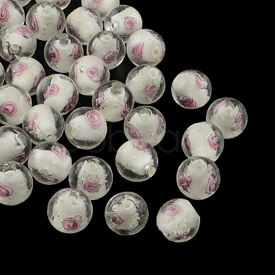 Handmade Luminous Inner Flower Lampwork Beads X-LAMP-R129-12mm-01-1