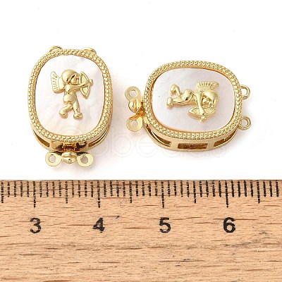 Brass with Natural Shell Box Clasps KK-G505-01G-1