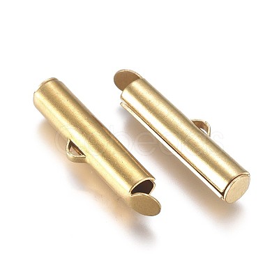 Brass Slide On End Clasp Tubes KK-TAC0003-04F-G-1