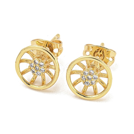 Brass Micro Pave Cubic Zirconia Stud Earrings EJEW-P261-36G-1